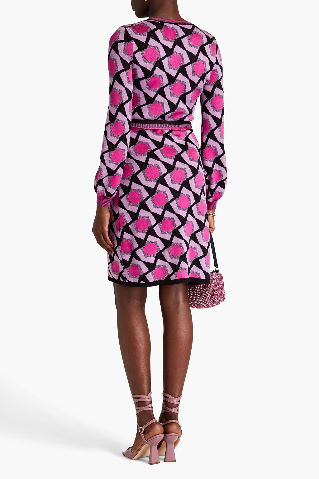 DIANE VON FURSTENBERG ジャカードニット ラップブラウス メタリック