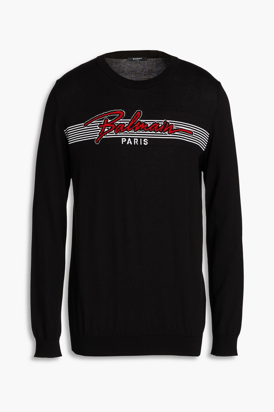 Balmain Jacquard-knit Cotton Jumper In Black