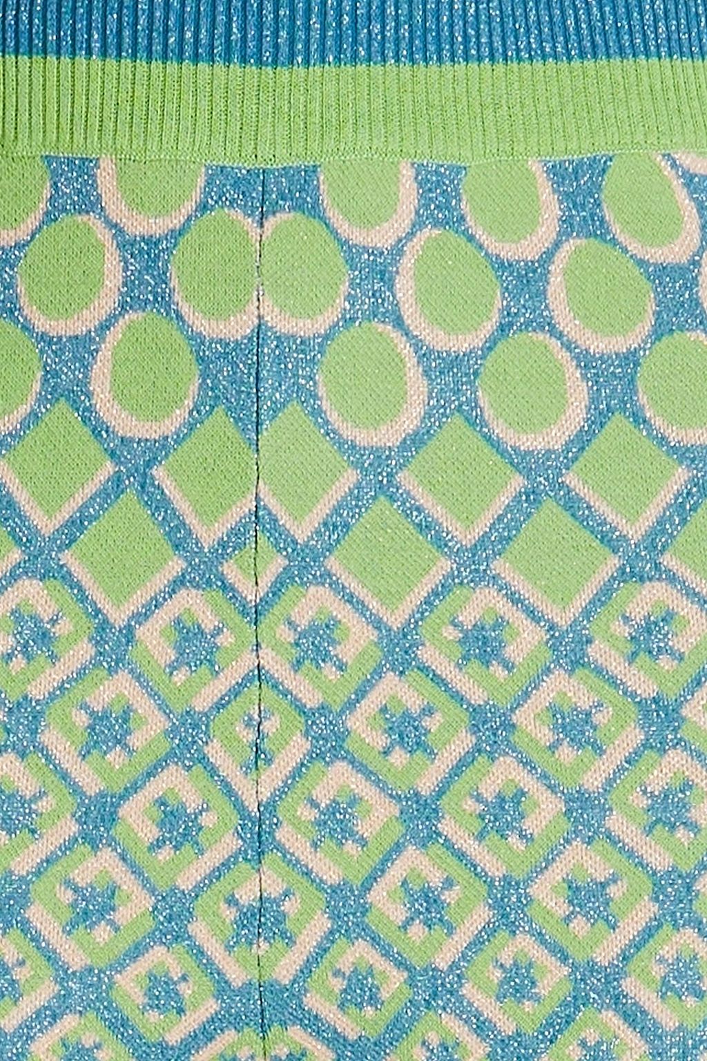 DIANE VON FURSTENBERG Schlaghose aus Jacquard-Strick aus einer Baumwollmischung mit Metallic-Effekt