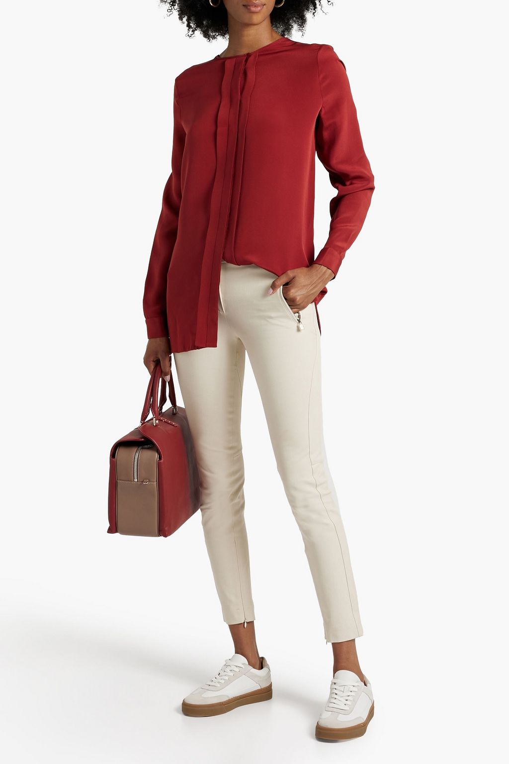 LORO PIANA Ashlyn pintucked silk crepe de chine shirt