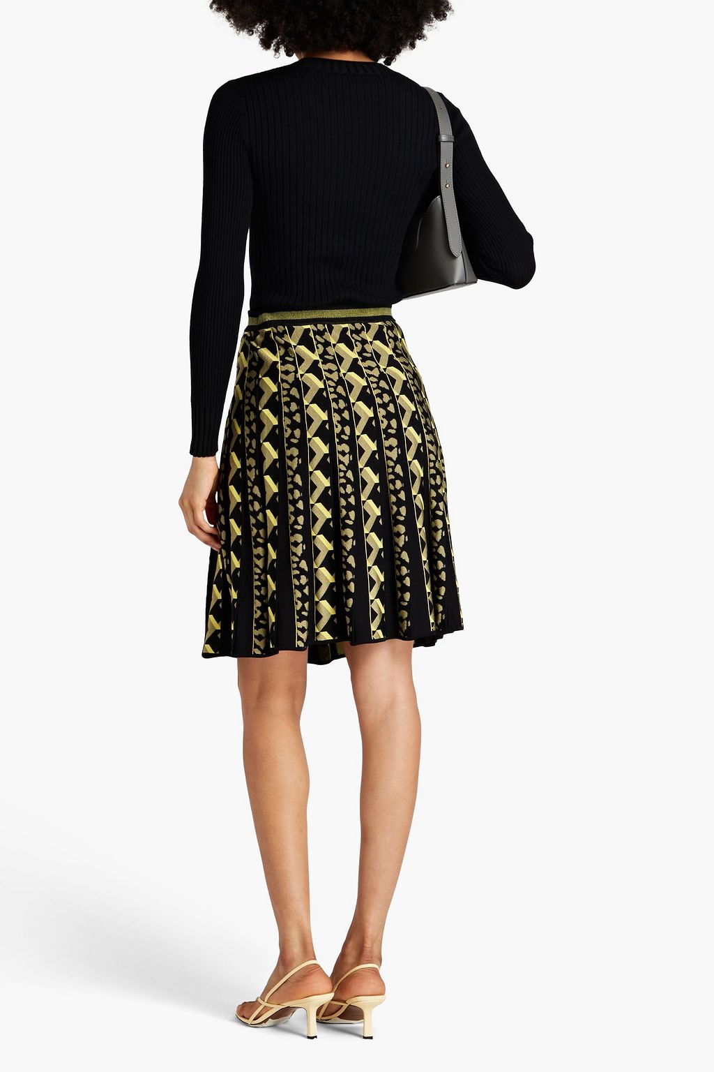 DIANE VON FURSTENBERG Pintucked jacquard-knit skirt