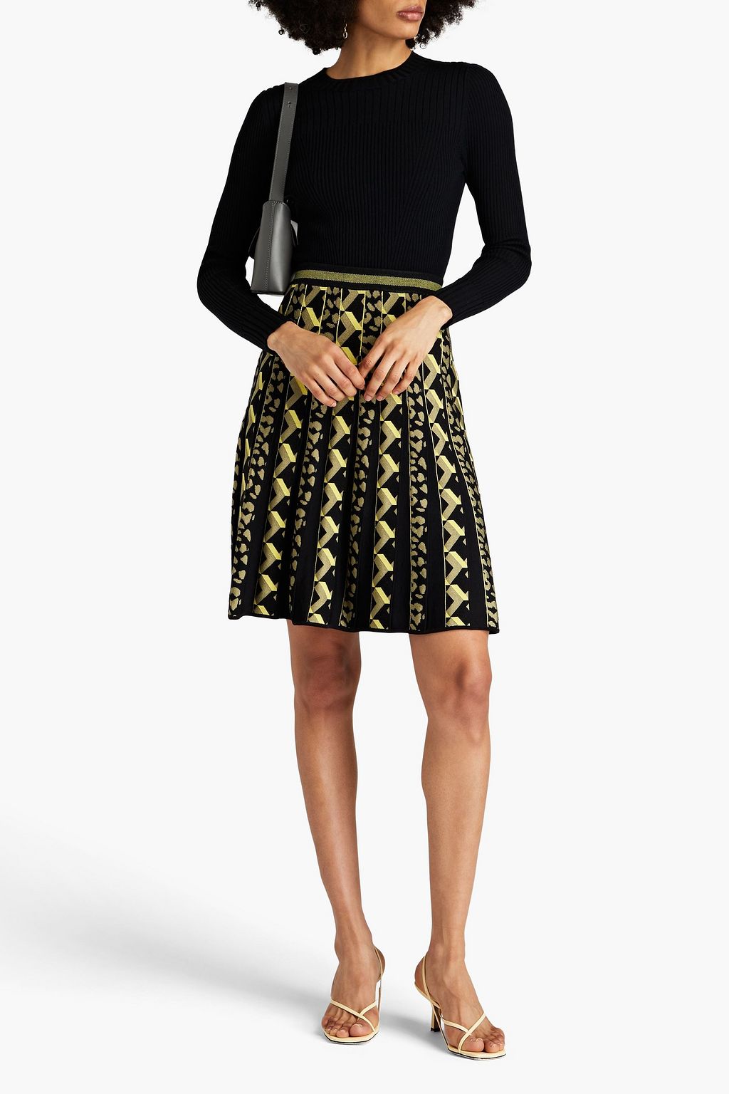 DIANE VON FURSTENBERG Pintucked jacquard-knit skirt