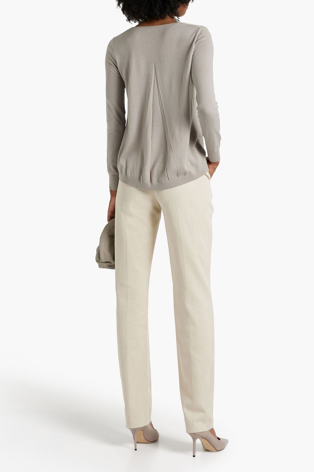 LORO PIANA Silk crepe de chine and cashmere top