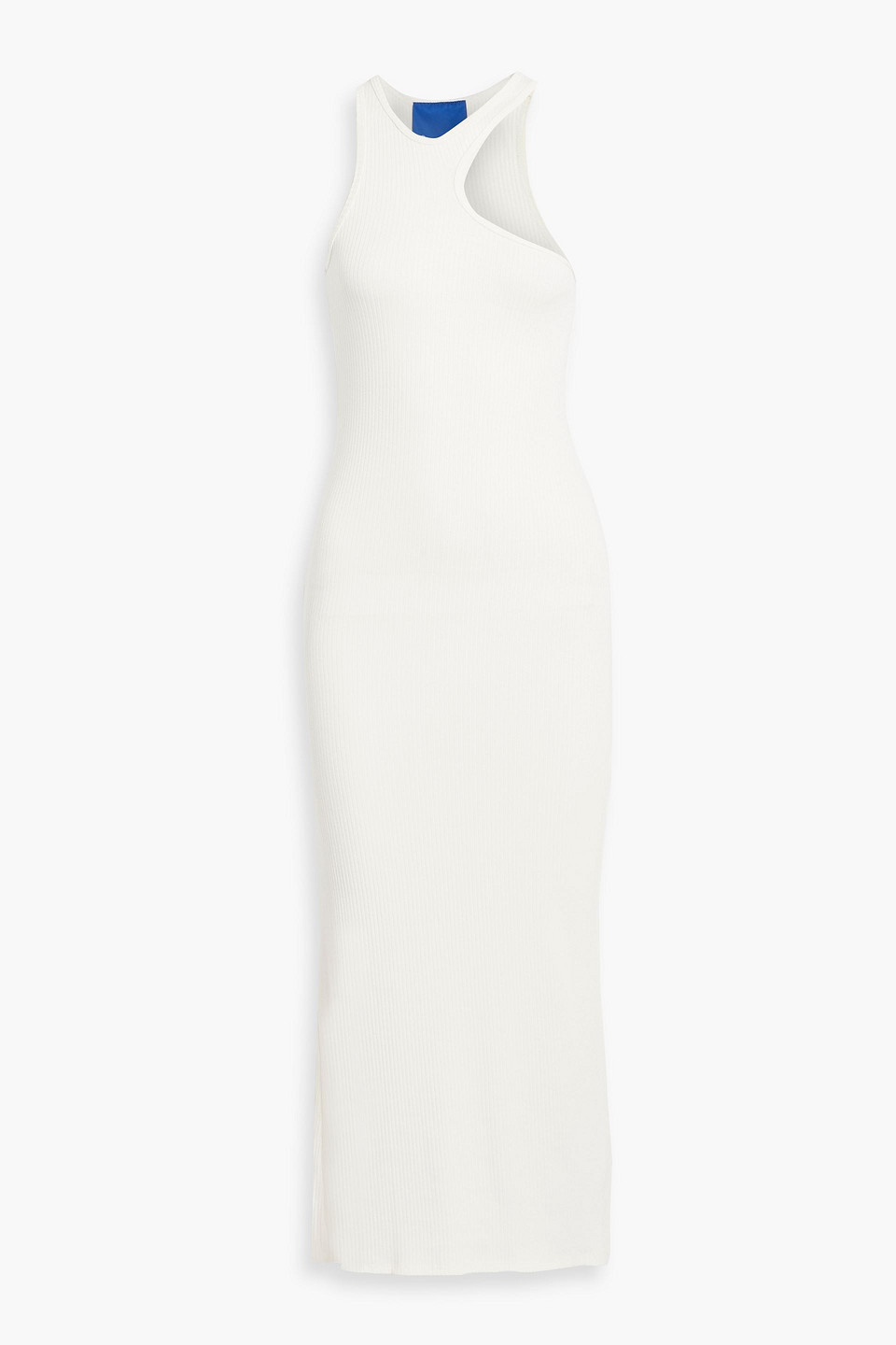 Simon Miller Mawga Asymmetric Ribbed Jersey Midi Dress In Ivory