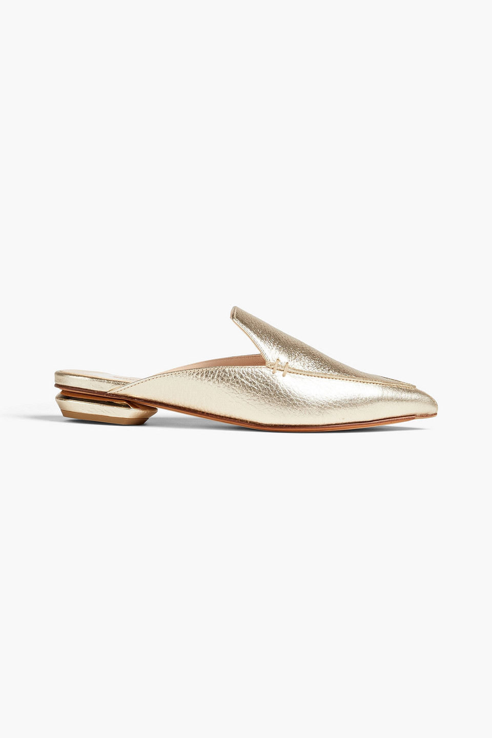 Nicholas Kirkwood Beya Mules Aus Narbenleder In Metallic-optik