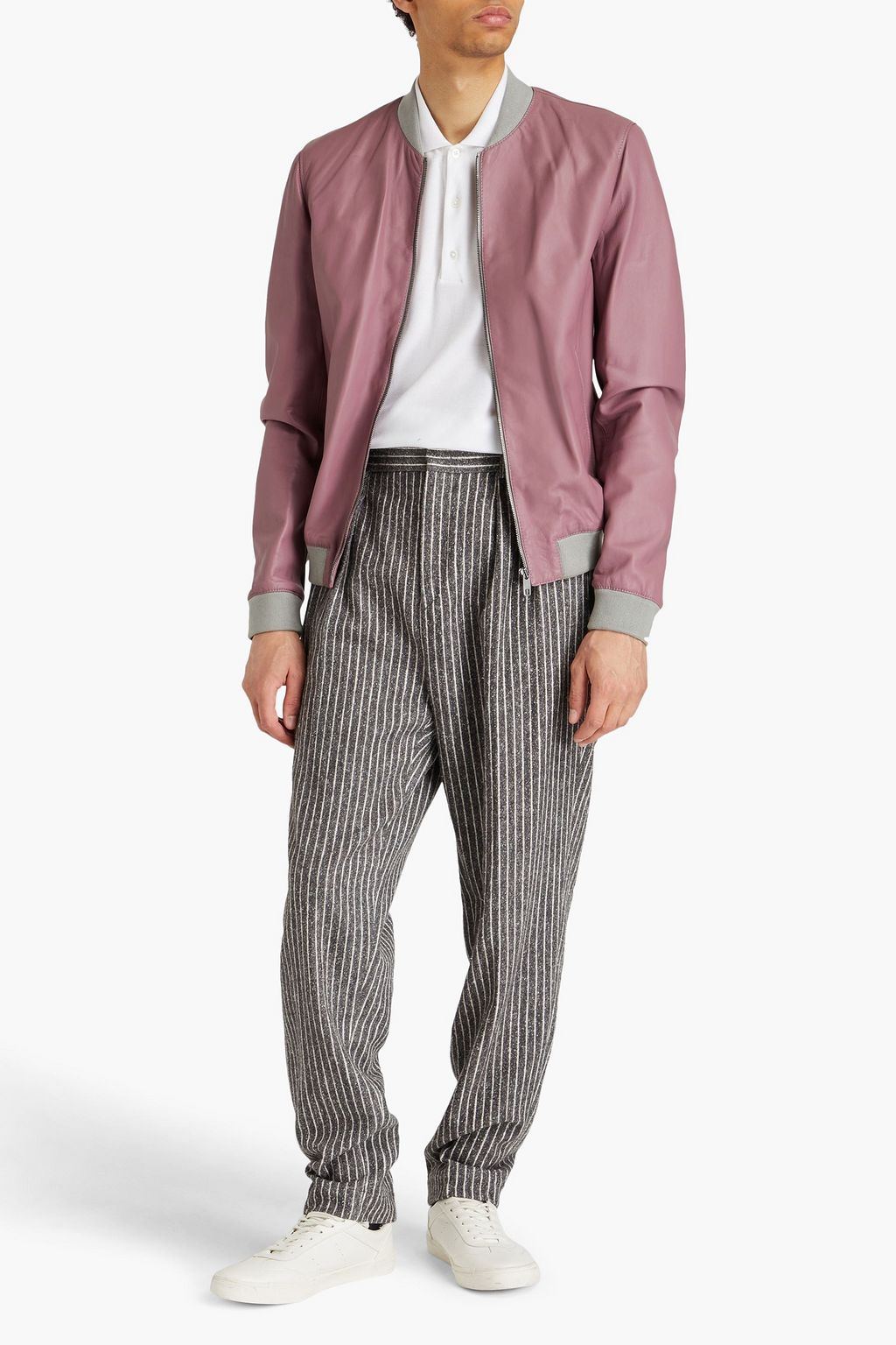DOLCE & GABBANA Two-tone leather bomber jacket