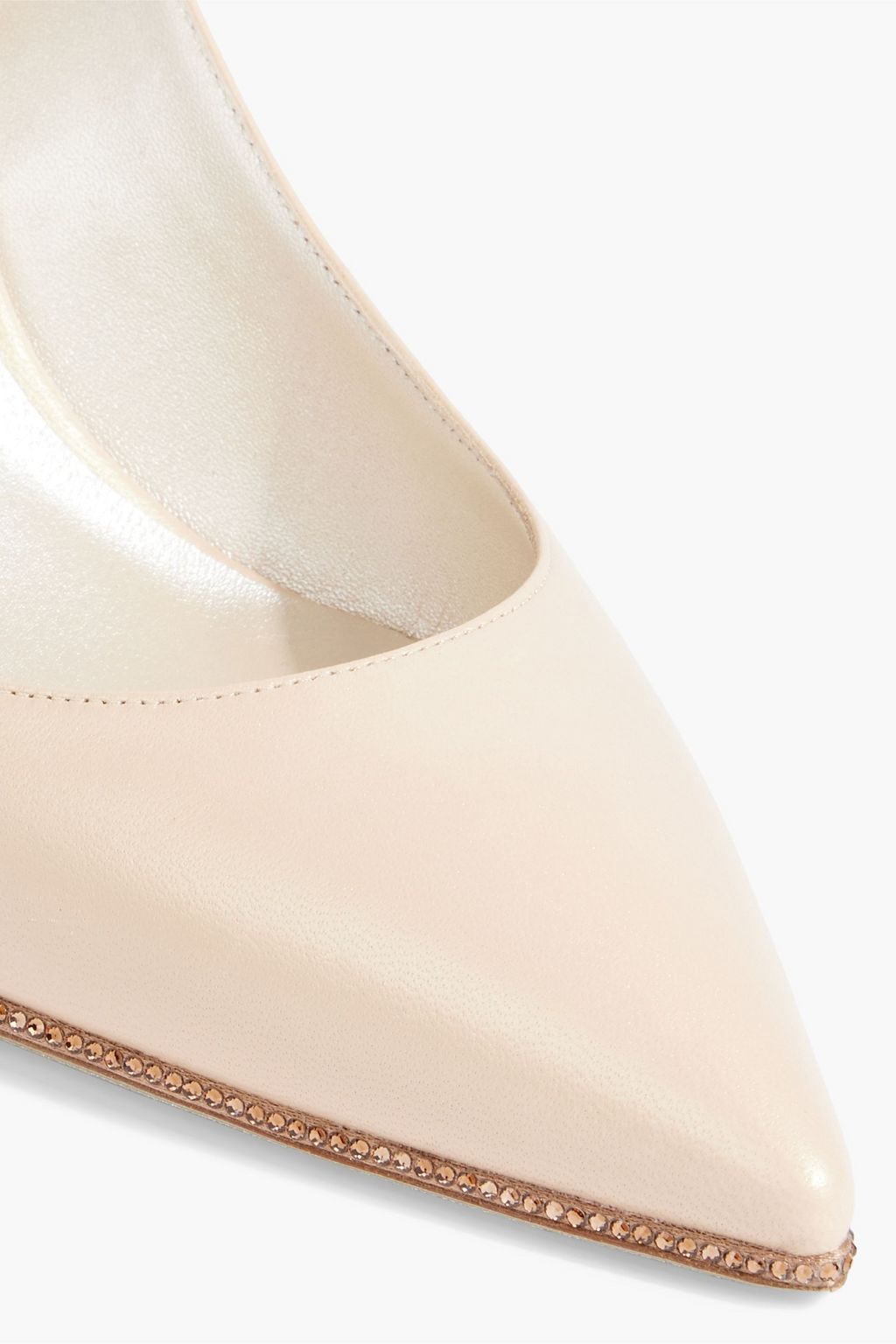 RENE' CAOVILLA Grace crystal-embellished leather slingback pumps