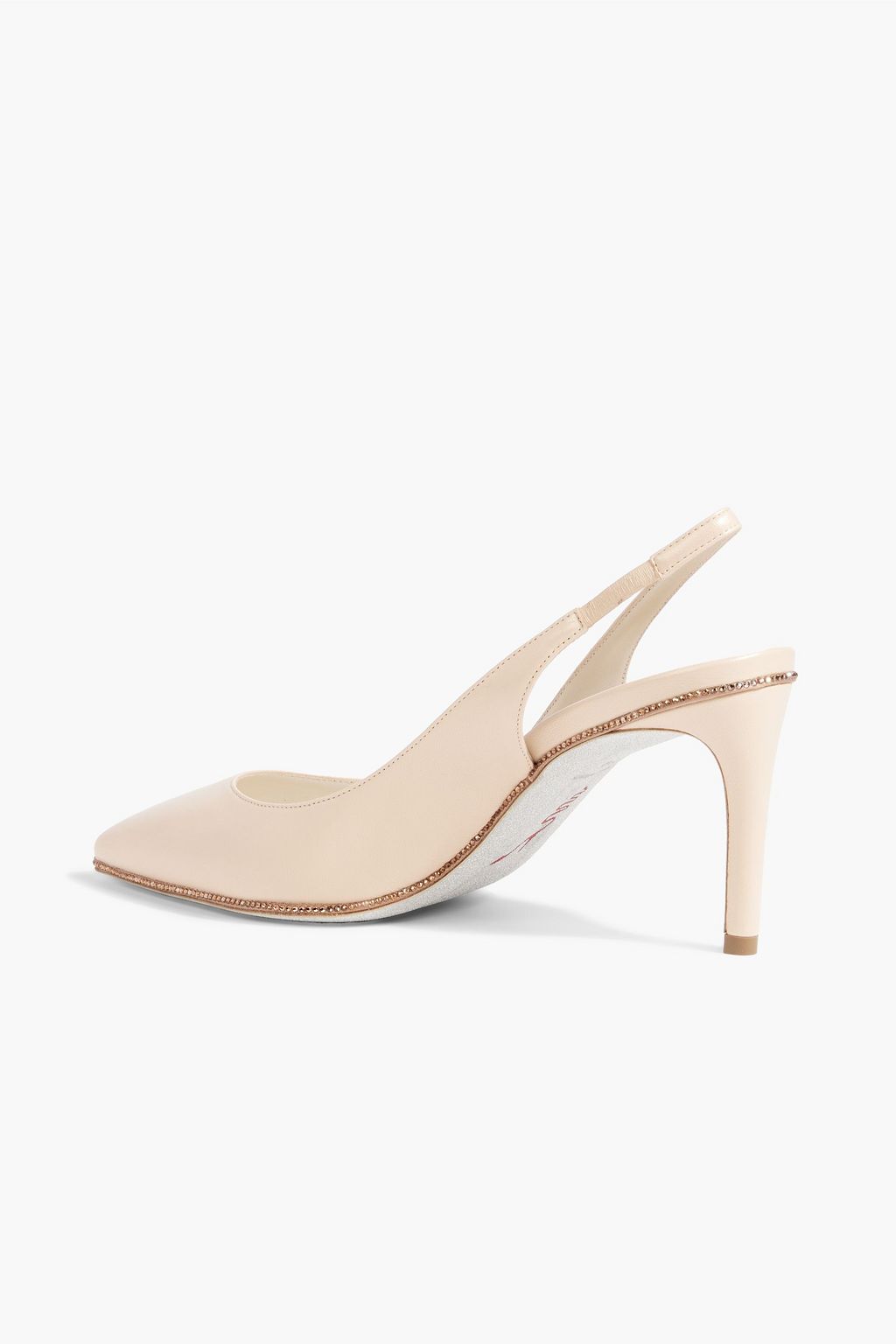 RENE' CAOVILLA Grace crystal-embellished leather slingback pumps