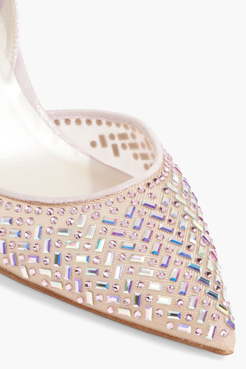 RENE' CAOVILLA Nia 75 embellished mesh slingback pumps