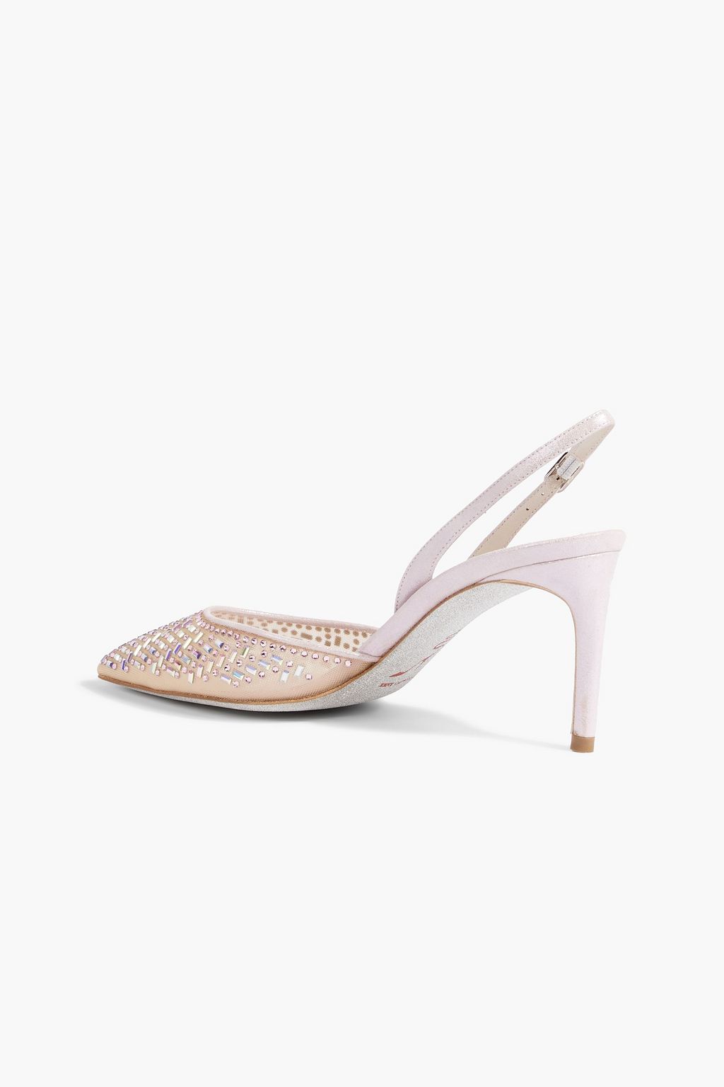 RENE' CAOVILLA Nia 75 embellished mesh slingback pumps