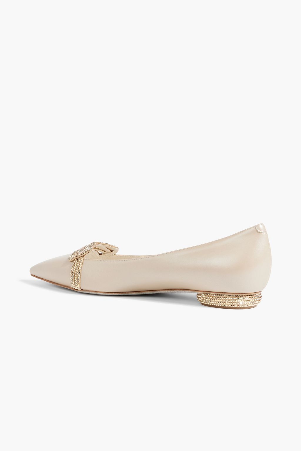 RENE' CAOVILLA Agnes crystal-embellished leather point-toe flats