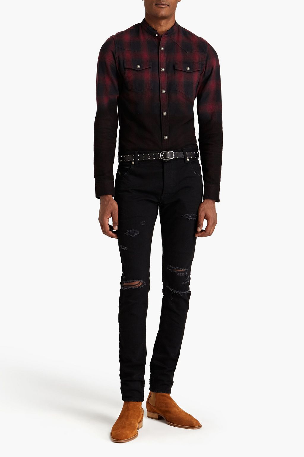BALMAIN Skinny-fit distressed denim jeans