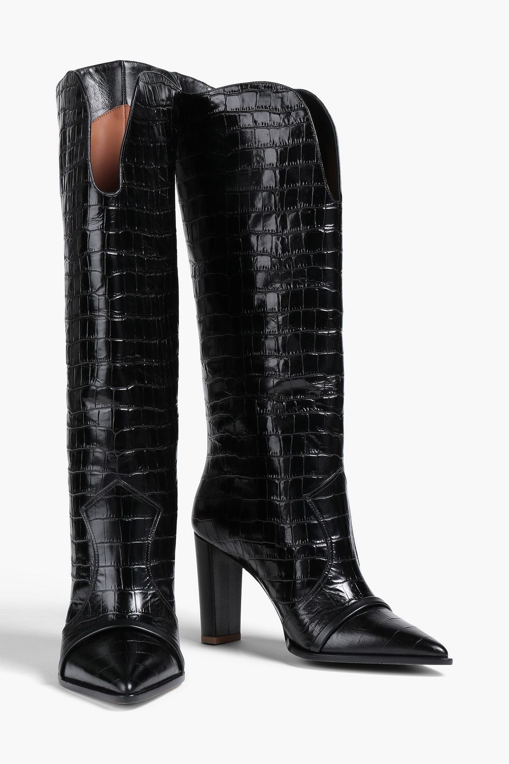 MALONE SOULIERS Claude croc-effect leather knee boots
