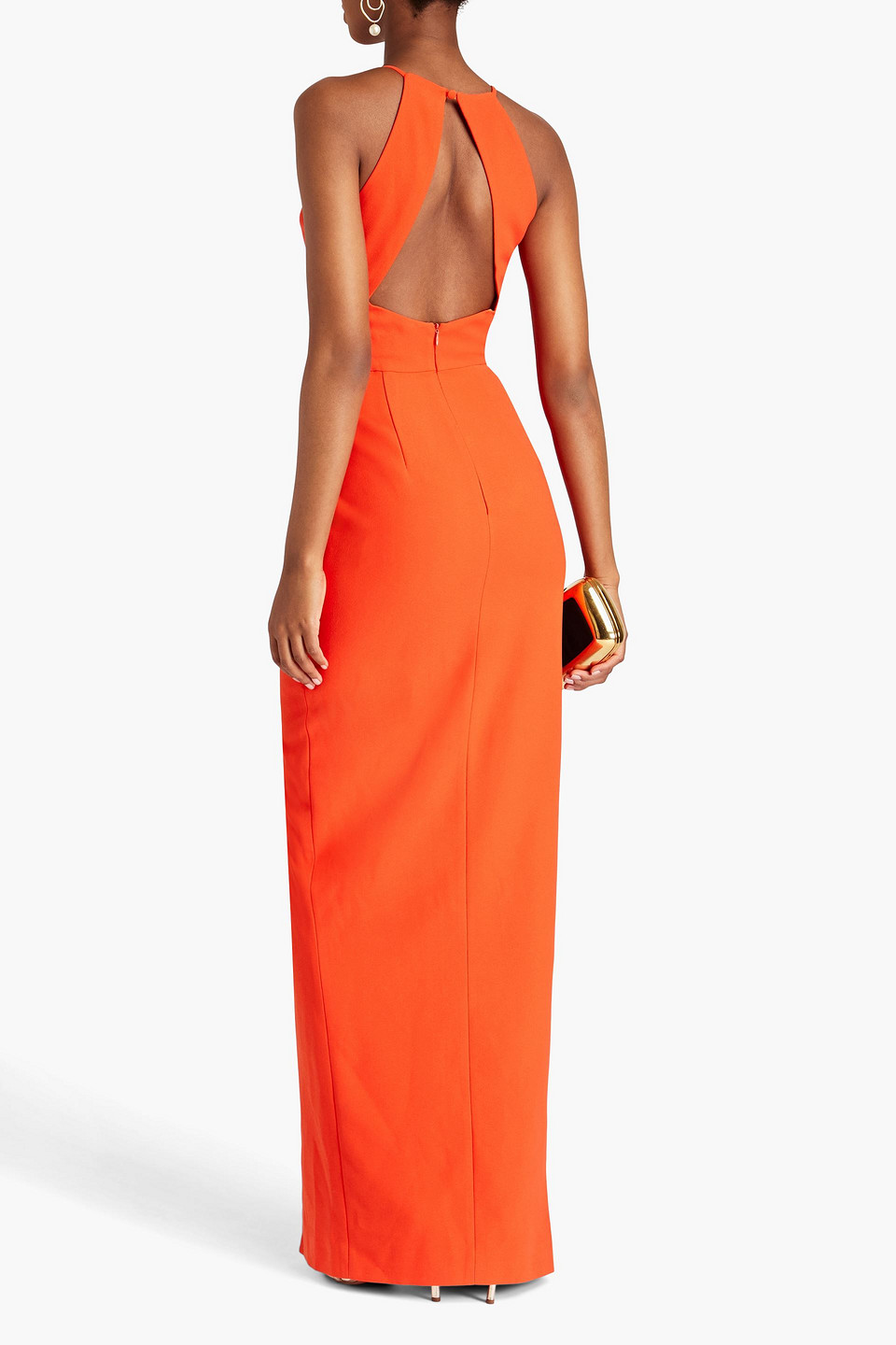 Shop Rasario Cutout Crepe Maxi Dress In Bright Orange