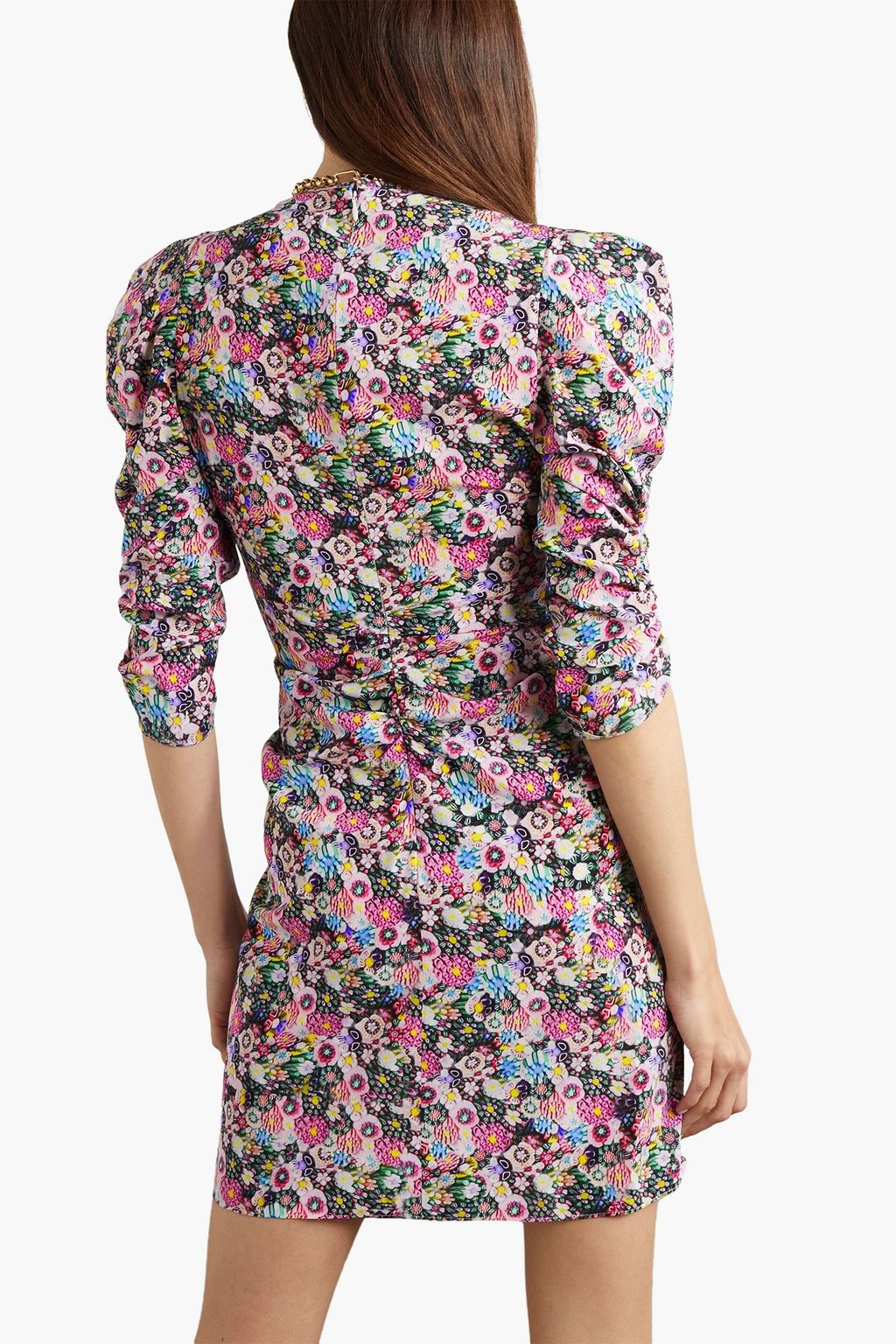ISABEL MARANT Ruched floral-print silk-blend crepe mini dress