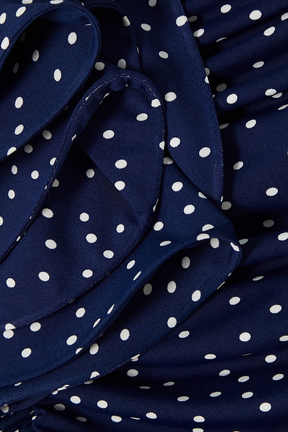 Shop Magda Butrym Ruched Polka-dot Stretch-jersey Mini Skirt In Navy