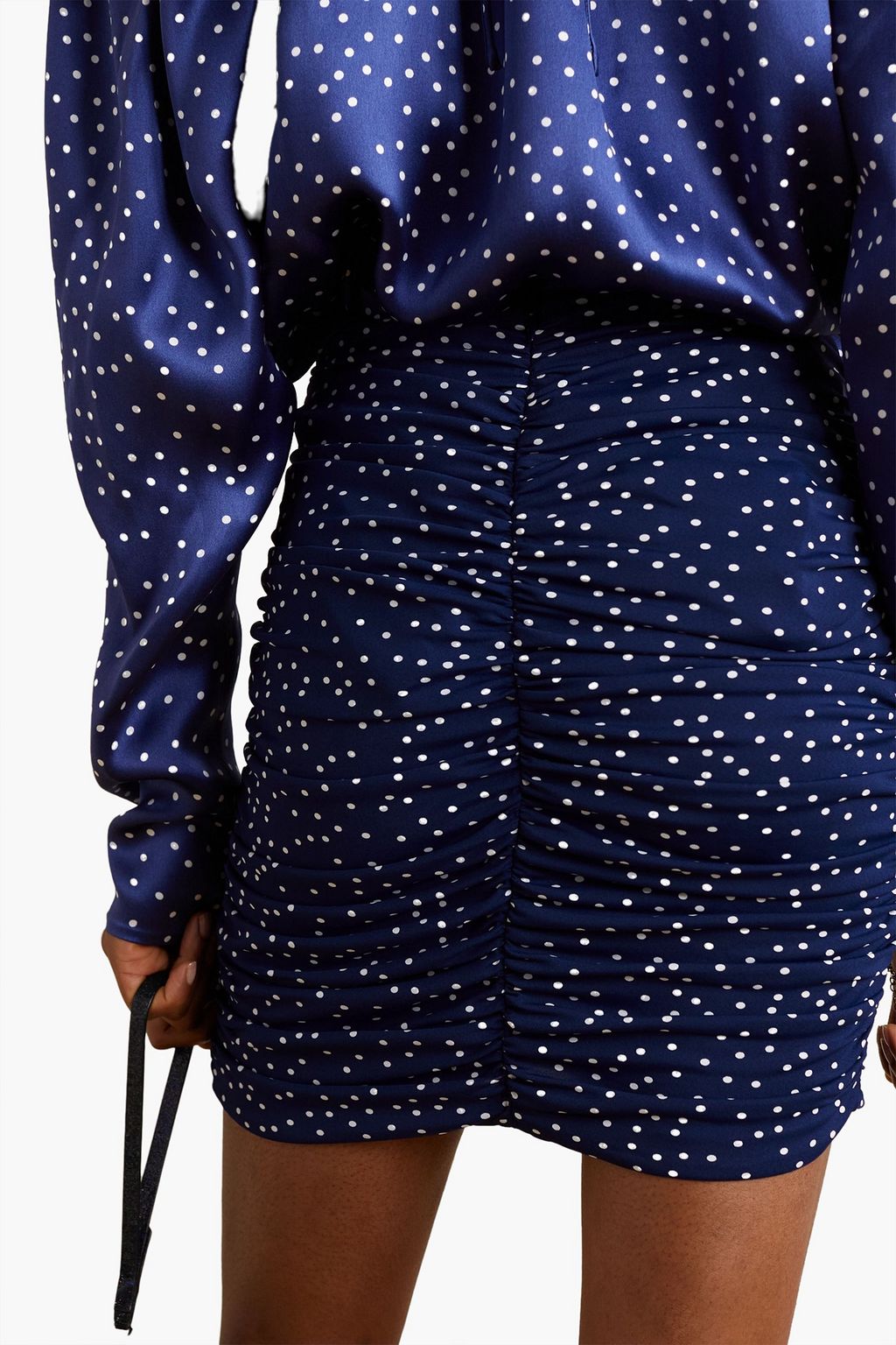 MAGDA BUTRYM Ruched polka-dot stretch-jersey mini skirt