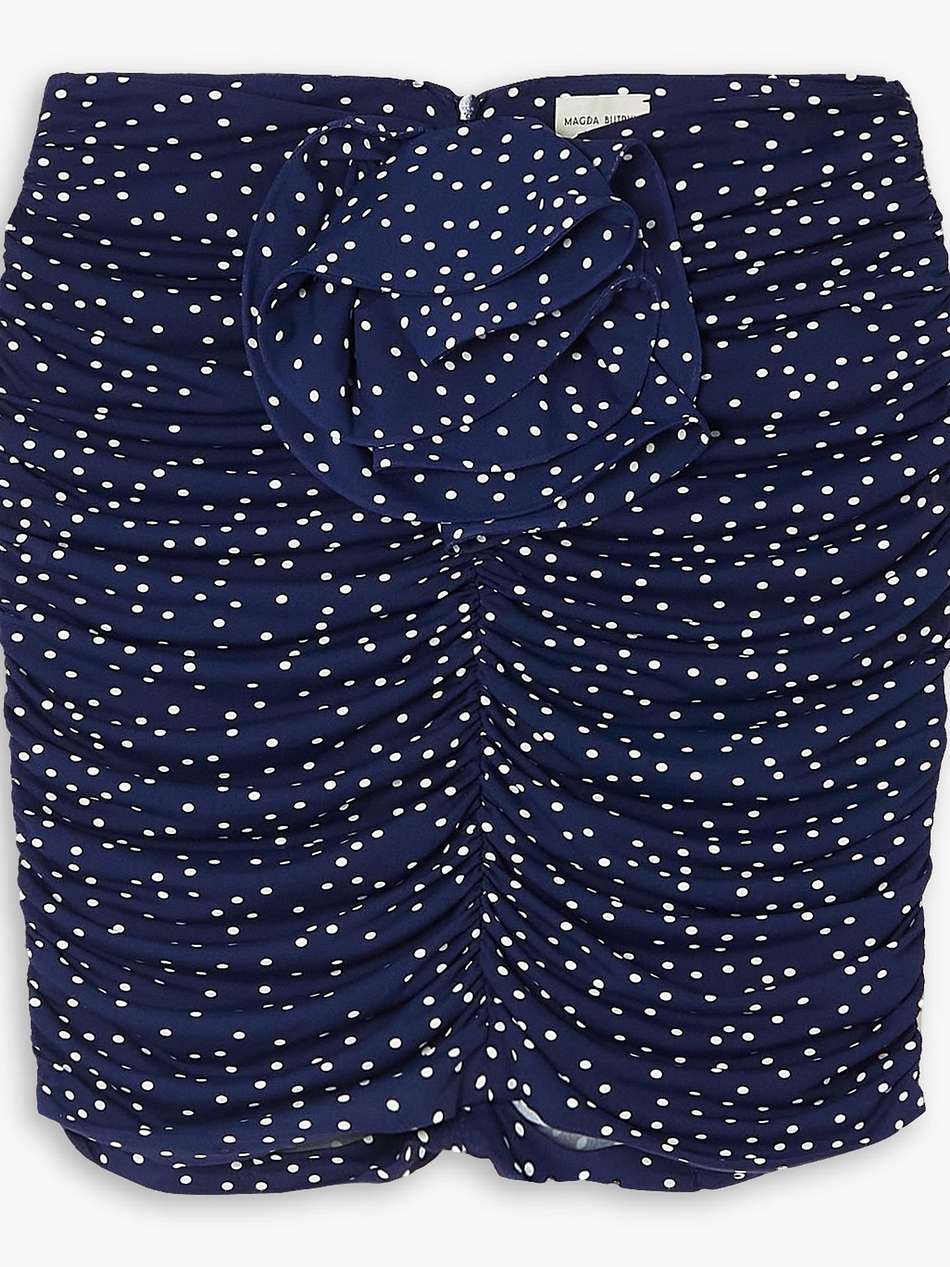 ruched polka-dot stretch-jersey mini skirt