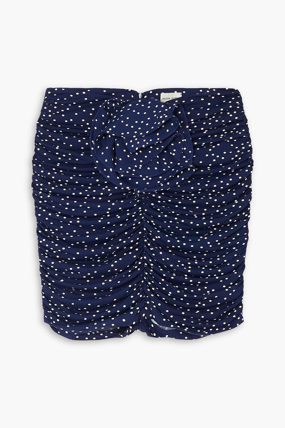 Magda Butrym Ruched Polka-dot Stretch-jersey Mini Skirt In Navy