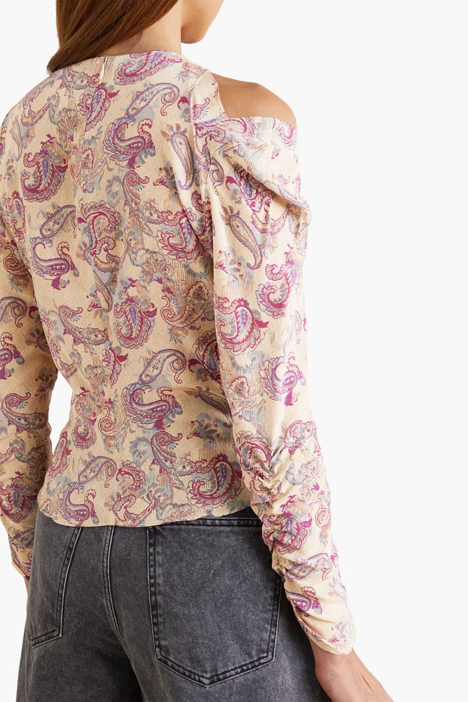 ISABEL MARANT TORENCE CUTOUT PAISLEY-PRINT SILK-CREPE BLOUSE