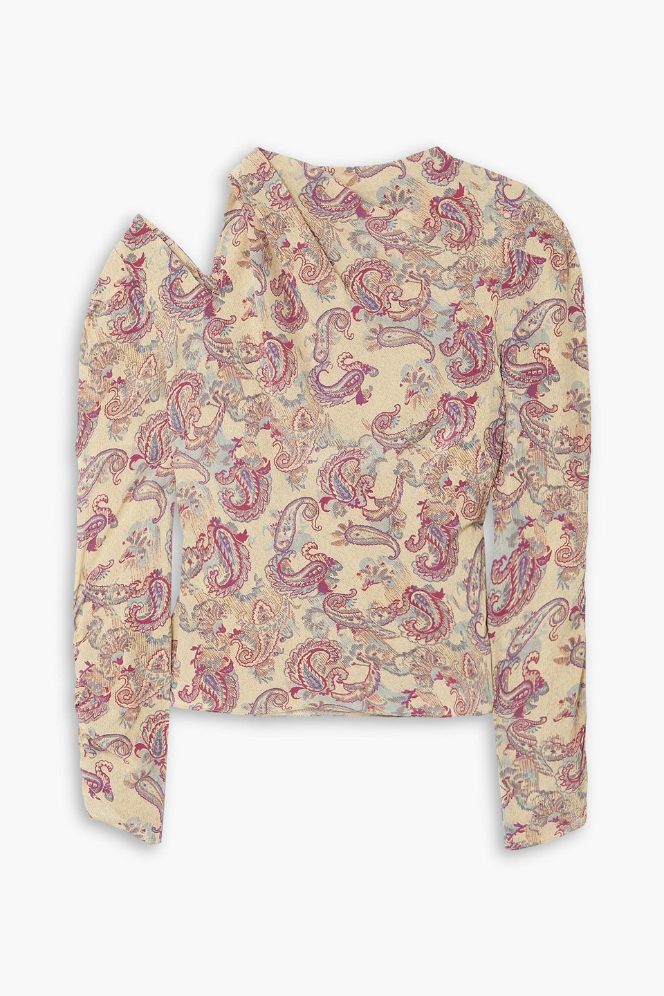 Isabel Marant Torence Cutout Paisley-print Silk-crepe Blouse In Sandfarben