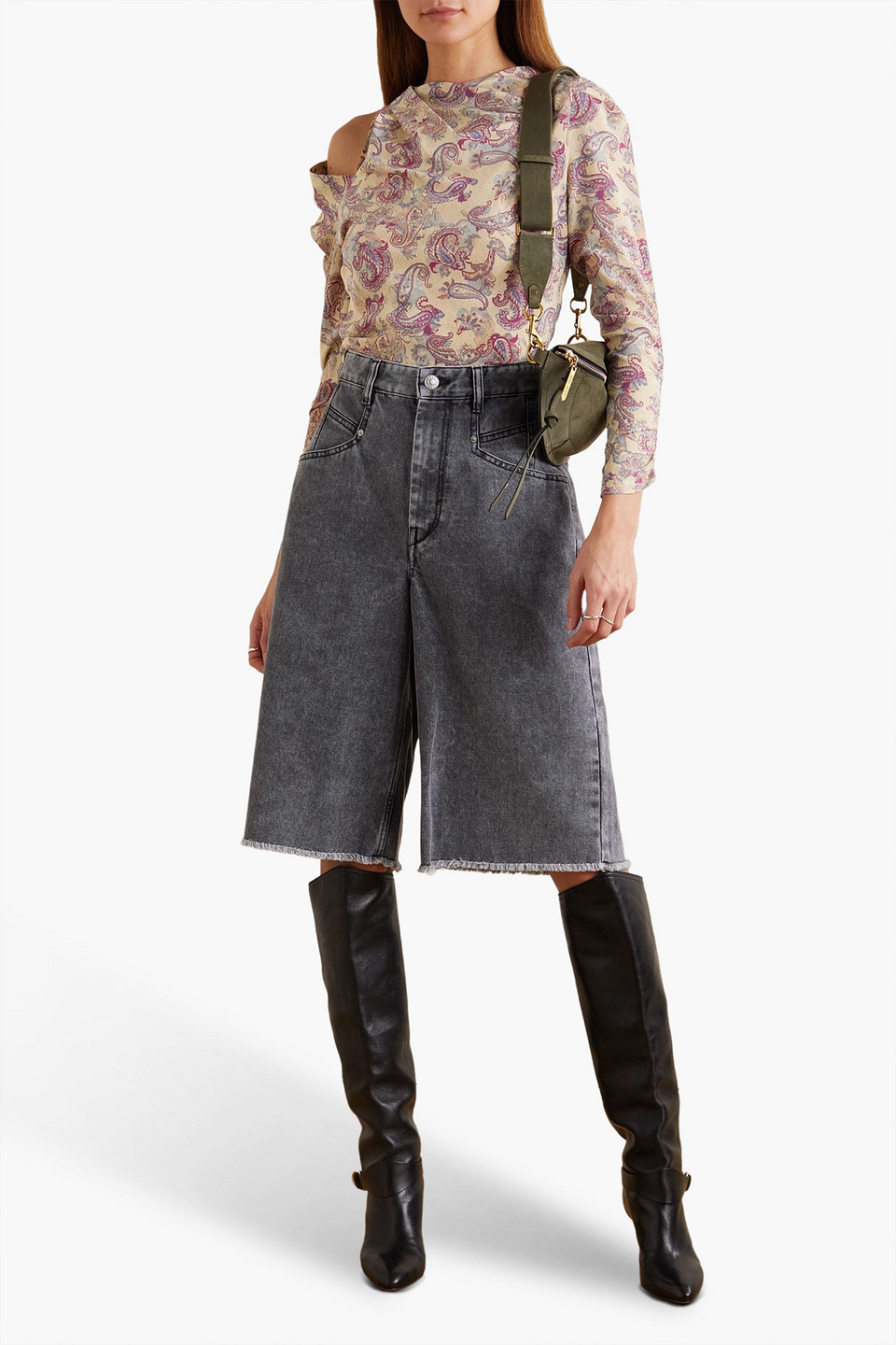 ISABEL MARANT TORENCE CUTOUT PAISLEY-PRINT SILK-CREPE BLOUSE