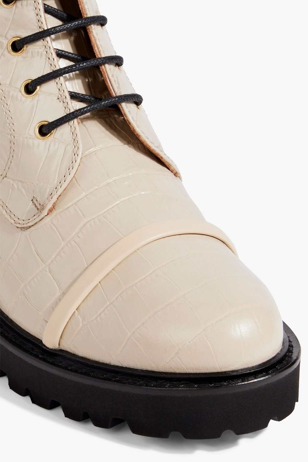 MALONE SOULIERS حذاء بوت كومبات «بريس» من الجلد بنمط التمساح