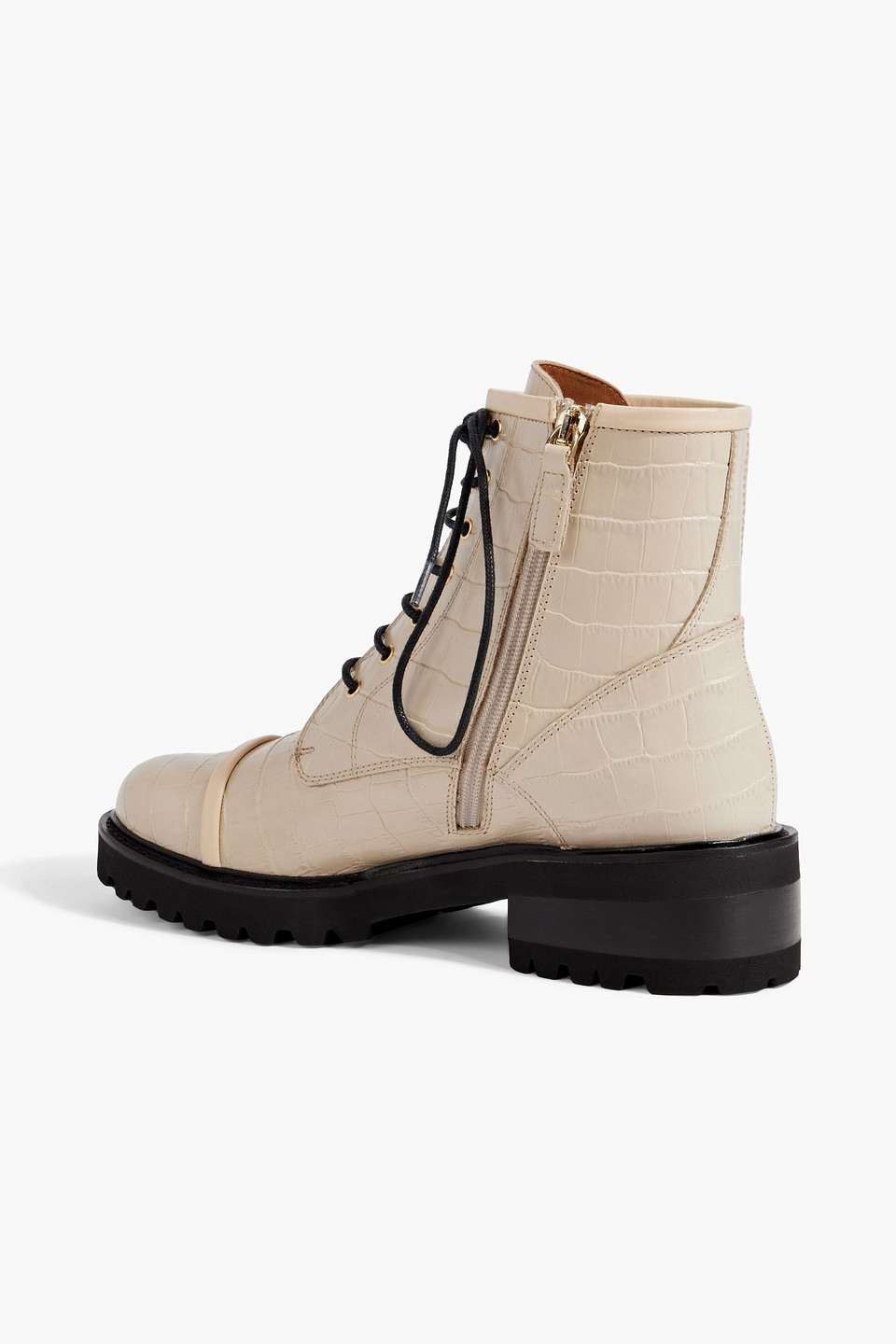 Shop Malone Souliers Bryce 20 Croc-effect Leather Combat Boots In Cream