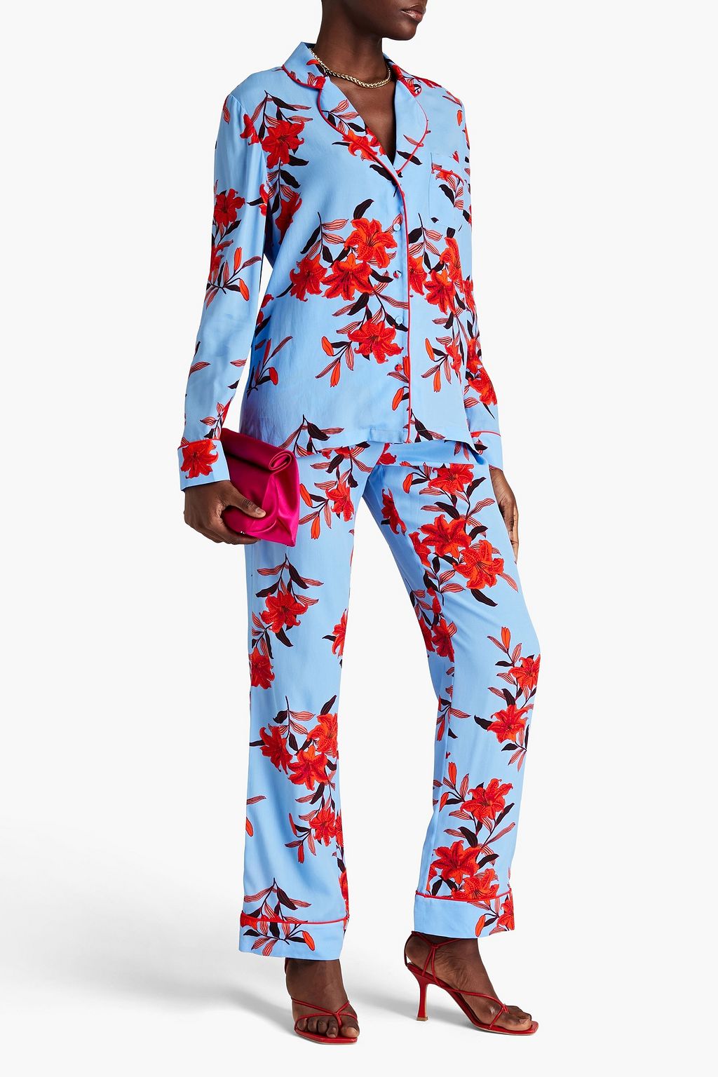 DIANE VON FURSTENBERG クレープデシン シャツ フローラルプリント