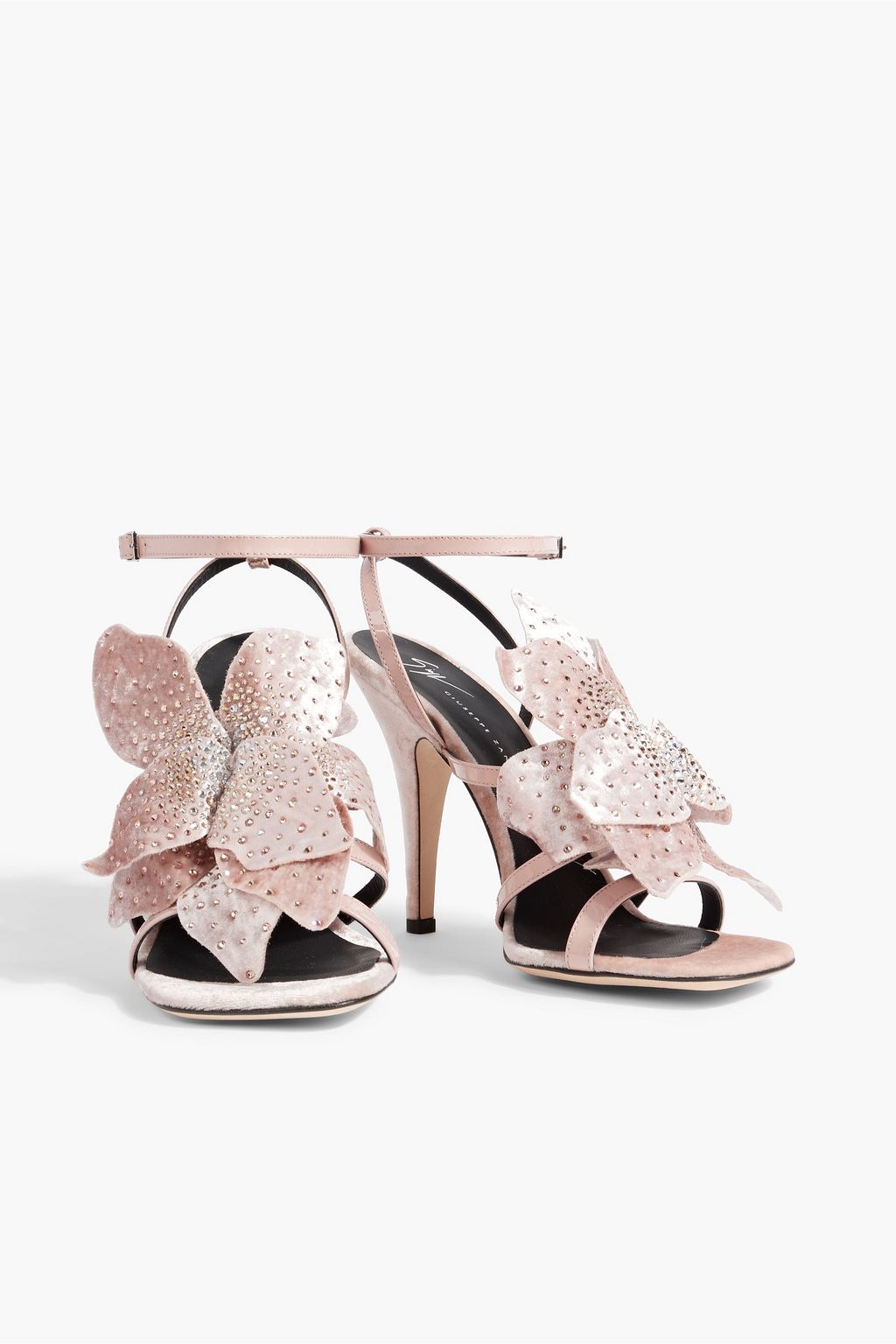 GIUSEPPE ZANOTTI Florant embellished velvet and patent-leather sandals