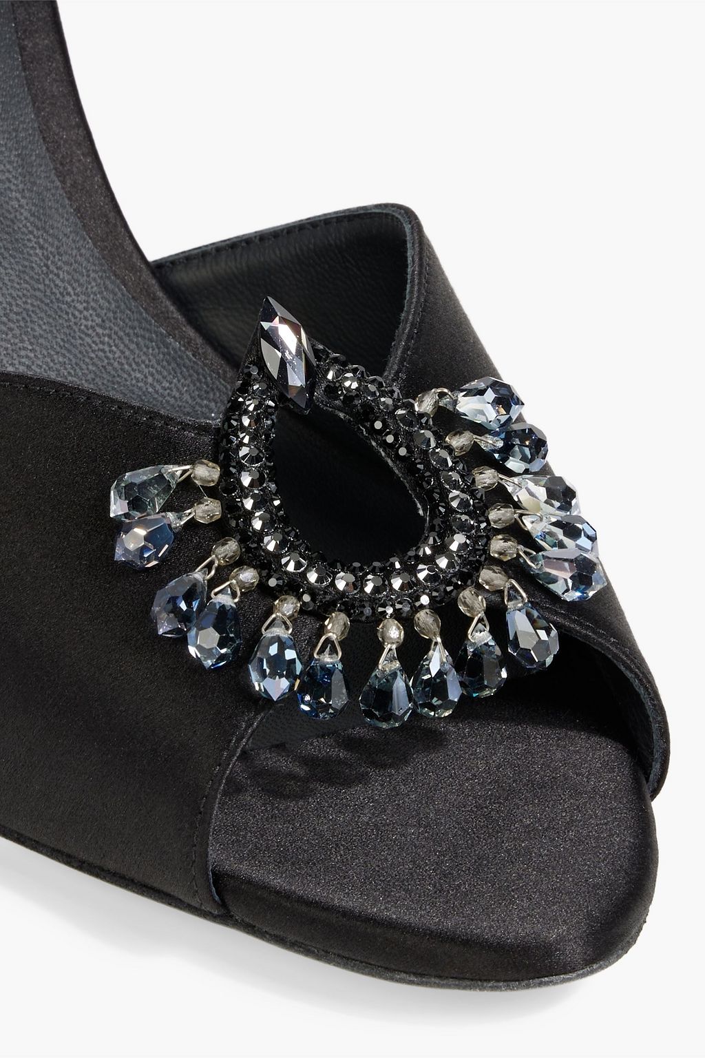 RENE' CAOVILLA Chantel crystal-embellished satin mules