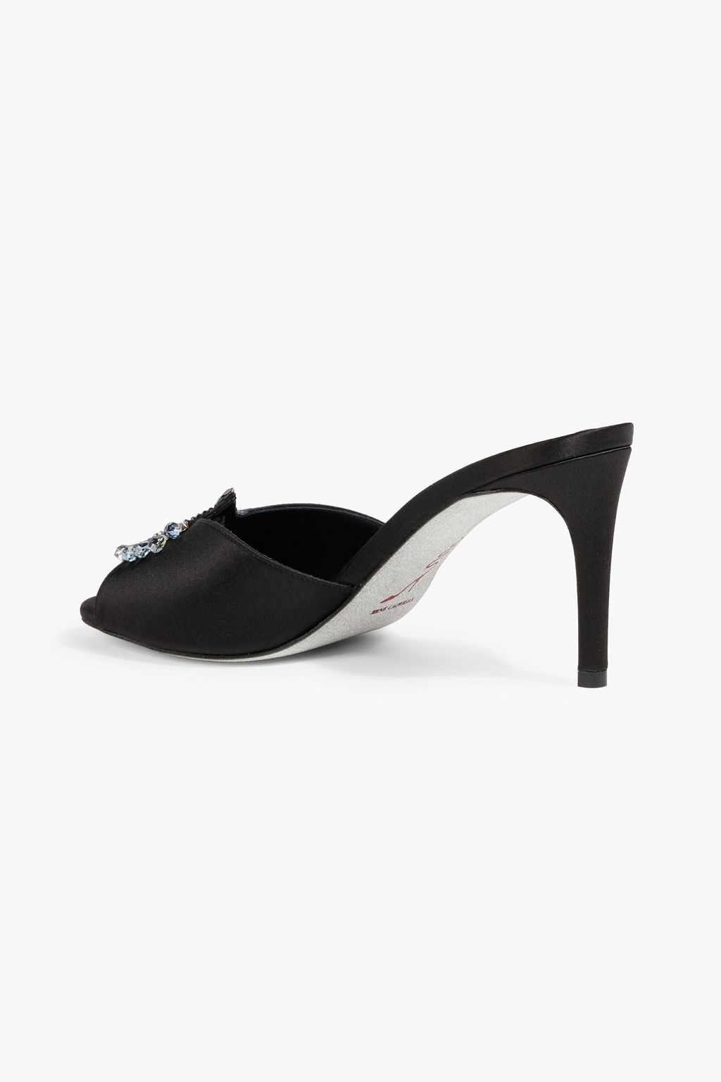 RENE' CAOVILLA Chantel crystal-embellished satin mules
