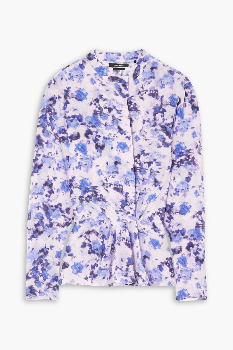 Isabel Marant Gathered Printed Silk Crepe De Chine Blouse In Lavender