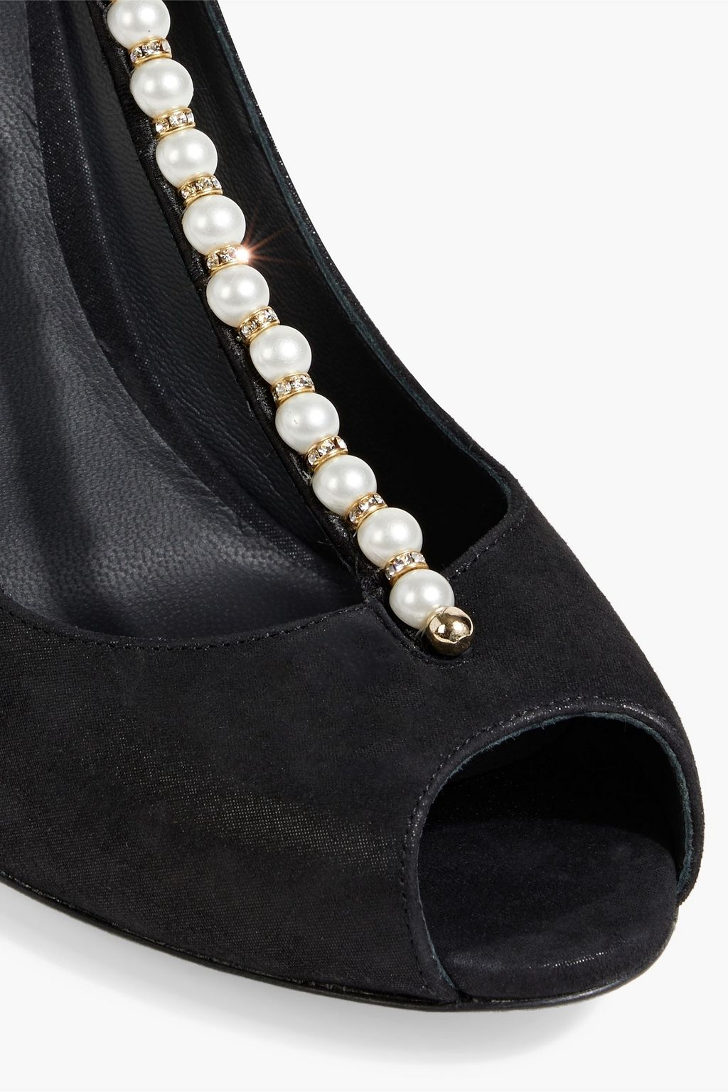 RENE' CAOVILLA Wendy embellished metallic suede pumps