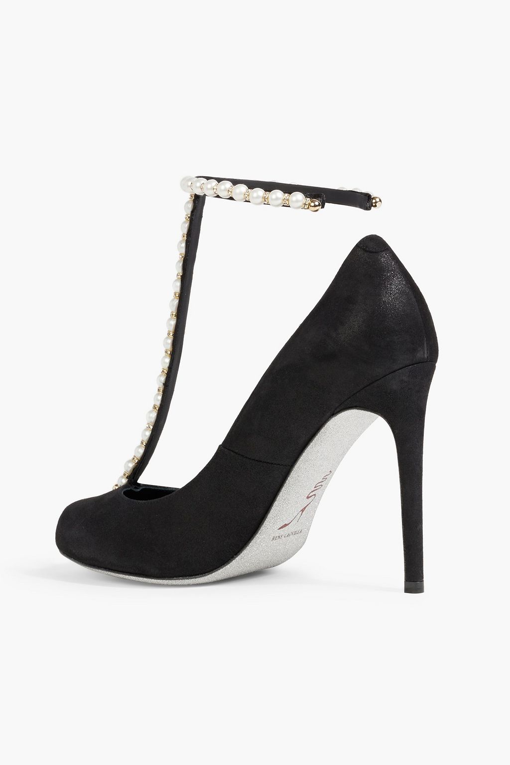 RENE' CAOVILLA Wendy embellished metallic suede pumps
