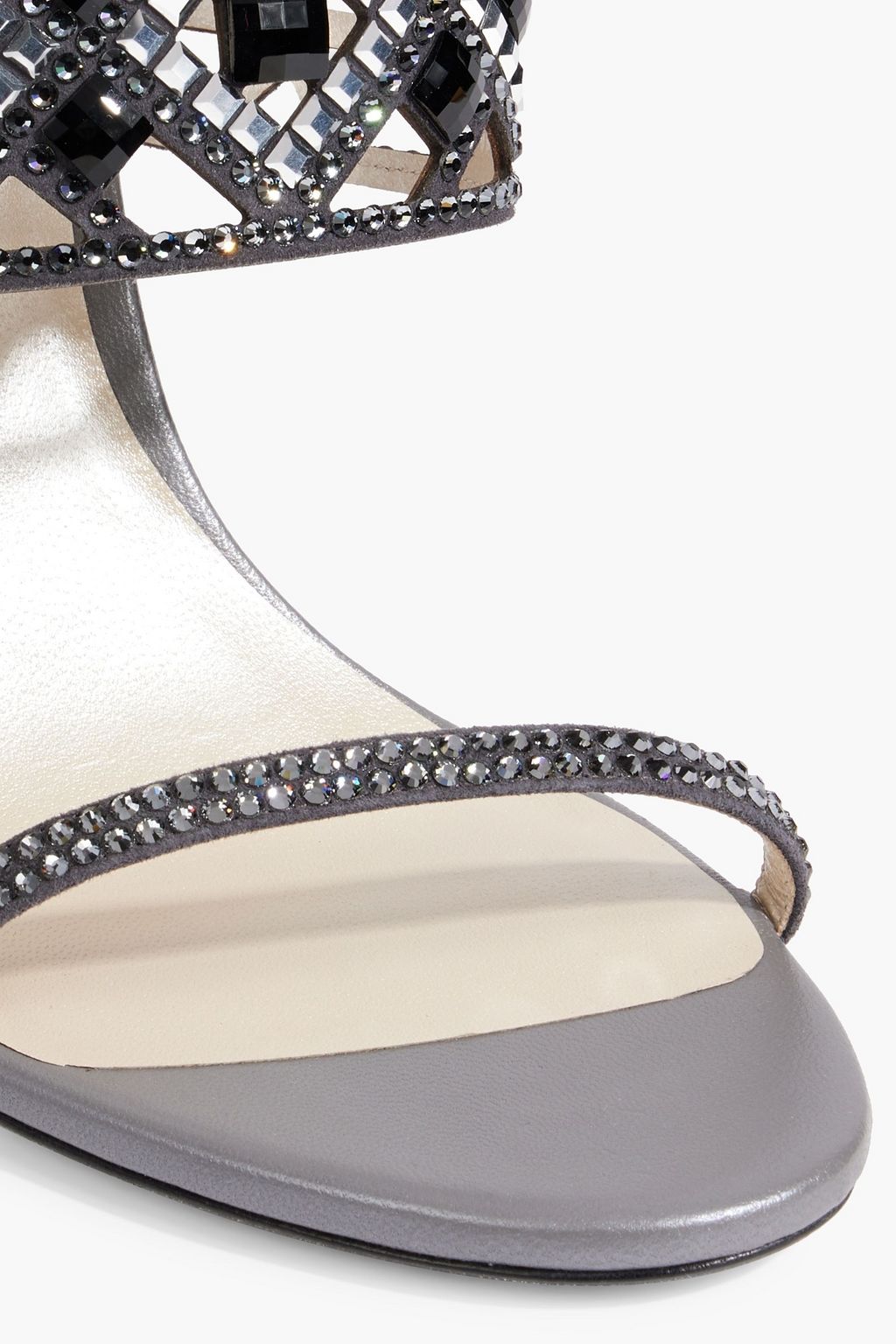 RENE' CAOVILLA Isabel crystal-embellished suede mules