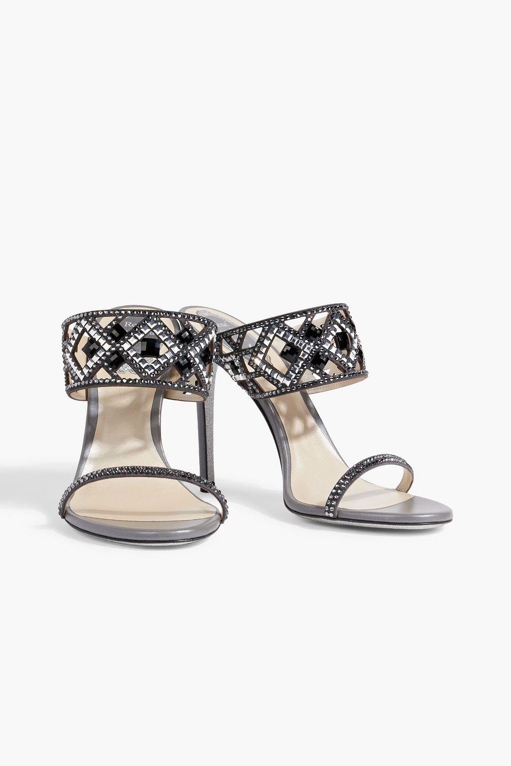 RENE' CAOVILLA Isabel crystal-embellished suede mules