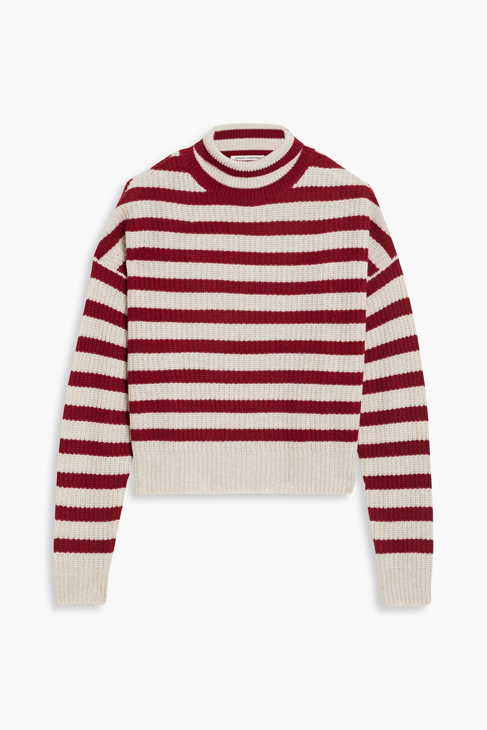 Autumn Cashmere Striped Cashmere Turtleneck Sweater In Crimson