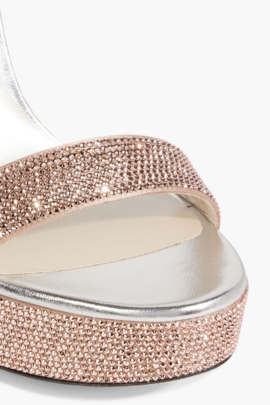RENE' CAOVILLA Celebrita two-tone crystal-embellished satin platform sandals