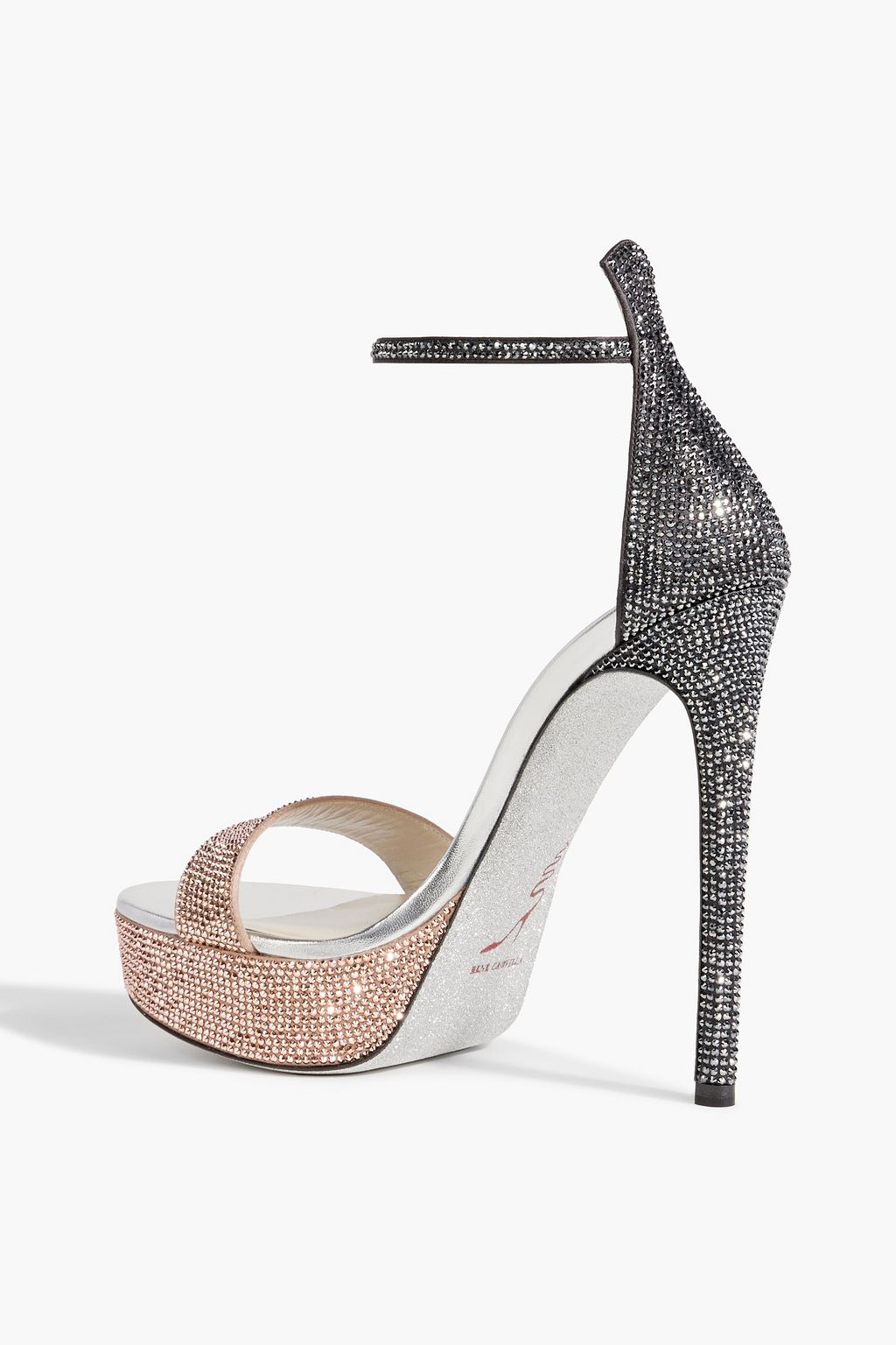 RENE' CAOVILLA Celebrita two-tone crystal-embellished satin platform sandals