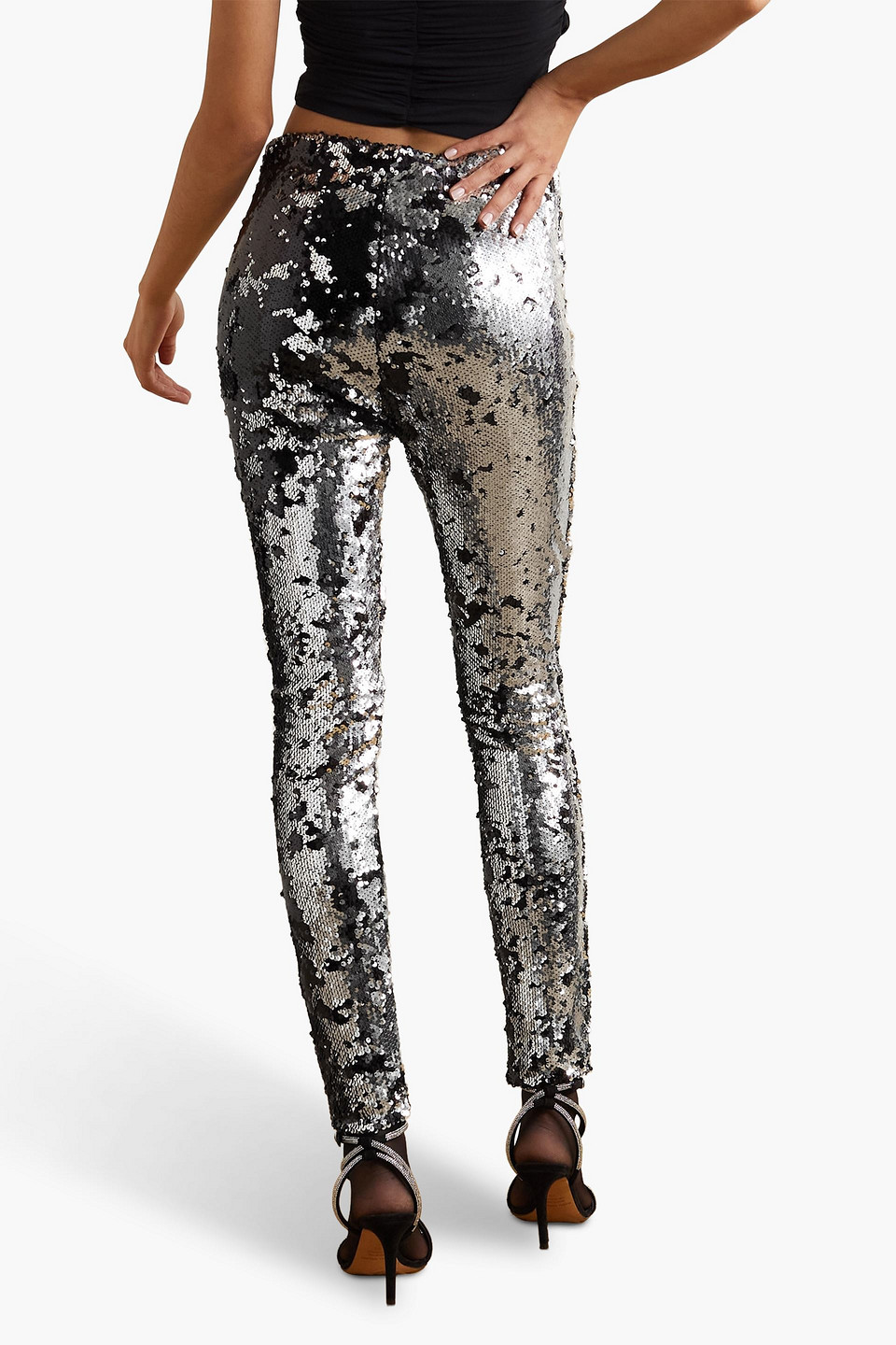 ISABEL MARANT MADILIO SEQUINED COTTON-JERSEY SKINNY PANTS 