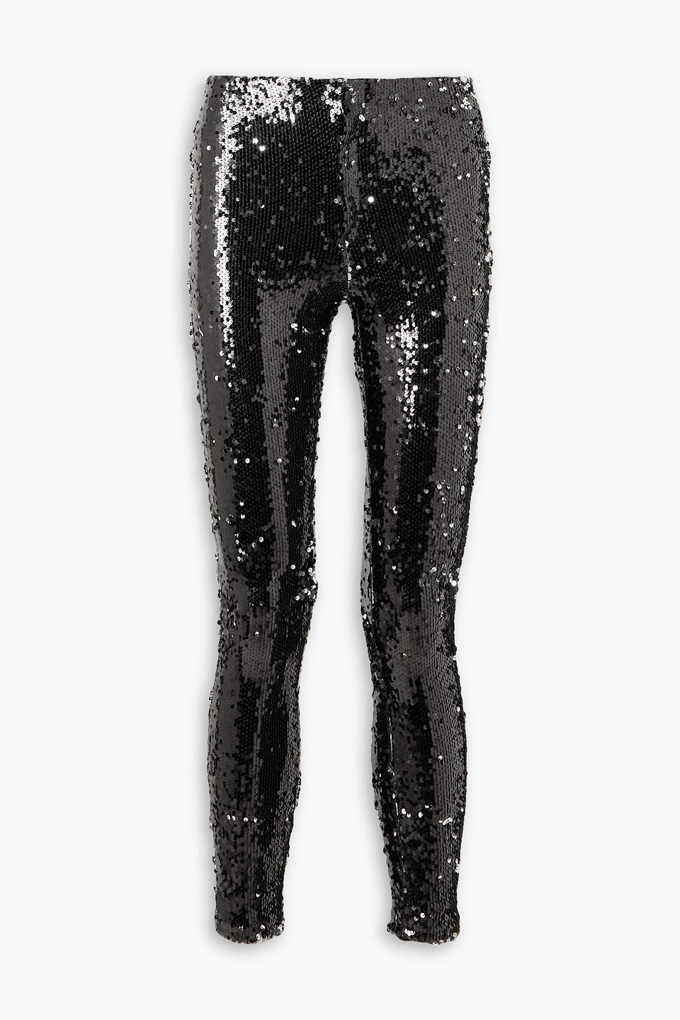 Isabel Marant Madilio Sequined Cotton-jersey Skinny Pants In Silber