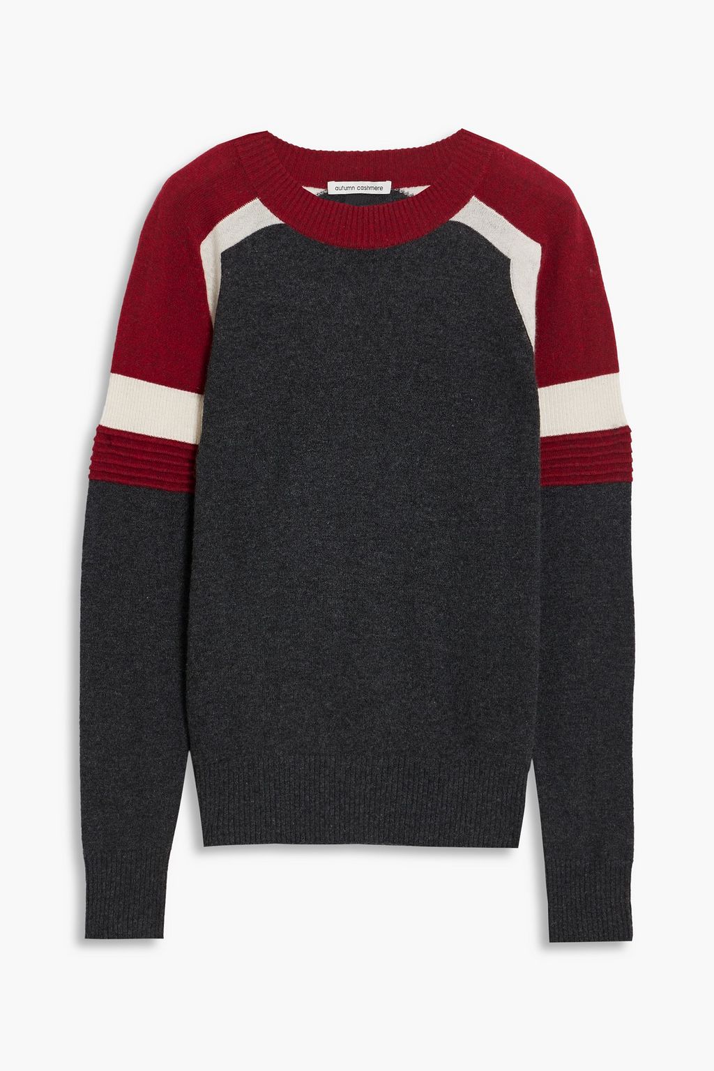 Color block ribbed cashmere sweater