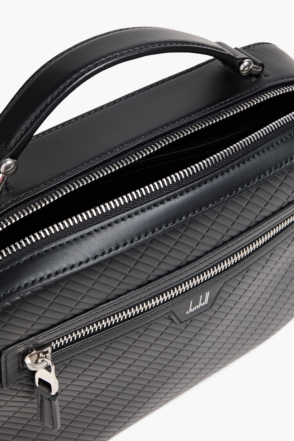DUNHILL CONTOUR EMBOSSED LEATHER MESSENGER BAG