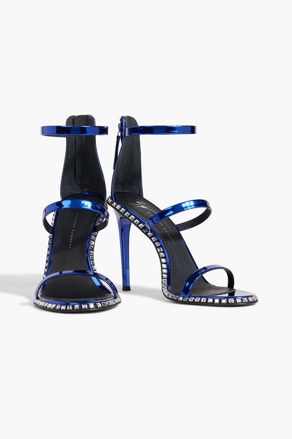 GIUSEPPE ZANOTTI Harmony Flare embellished faux mirrored-leather sandals