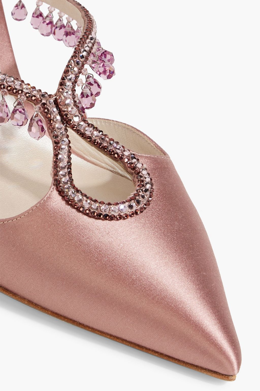 RENE' CAOVILLA Chandelier embellished satin mules