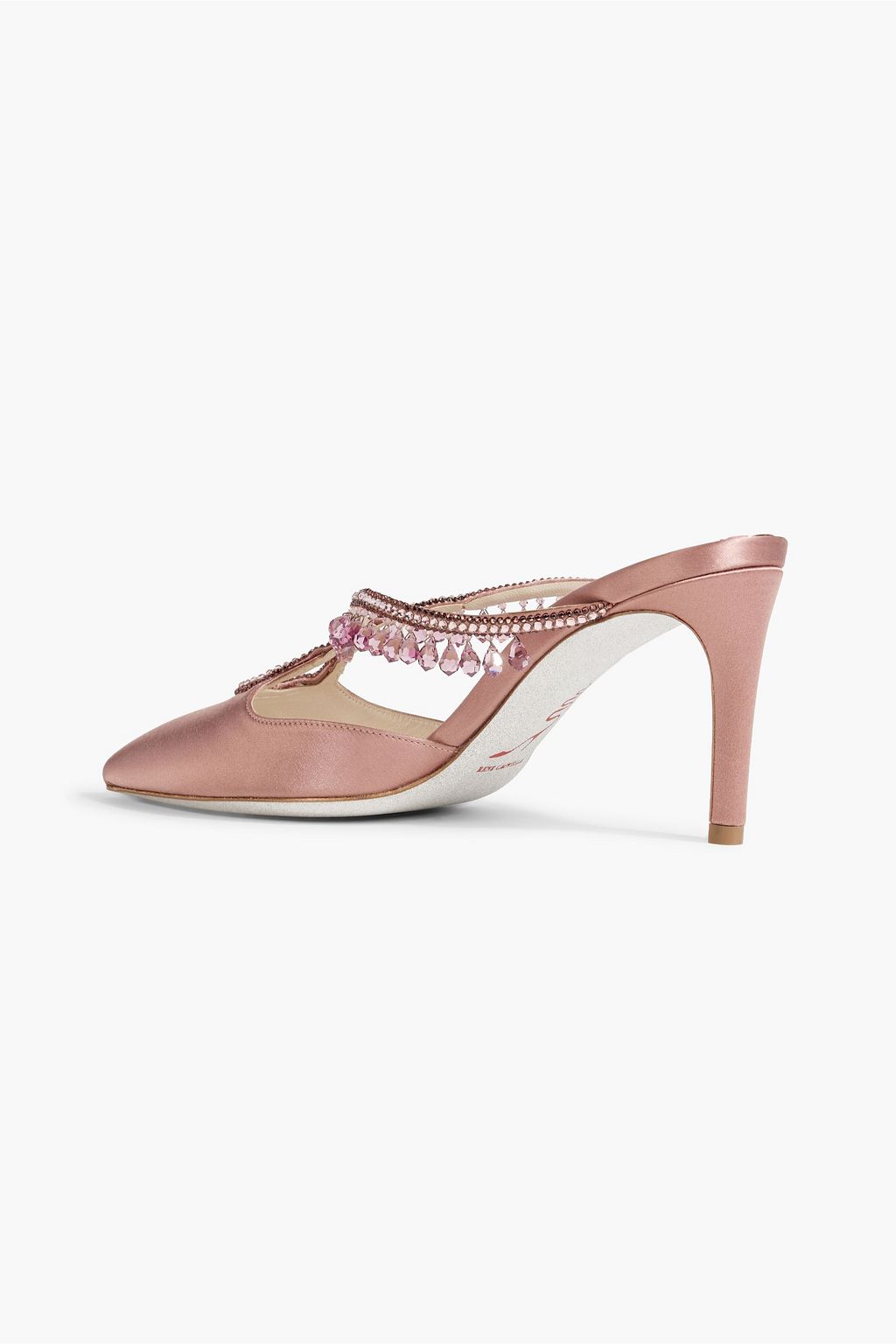 RENE' CAOVILLA Chandelier embellished satin mules