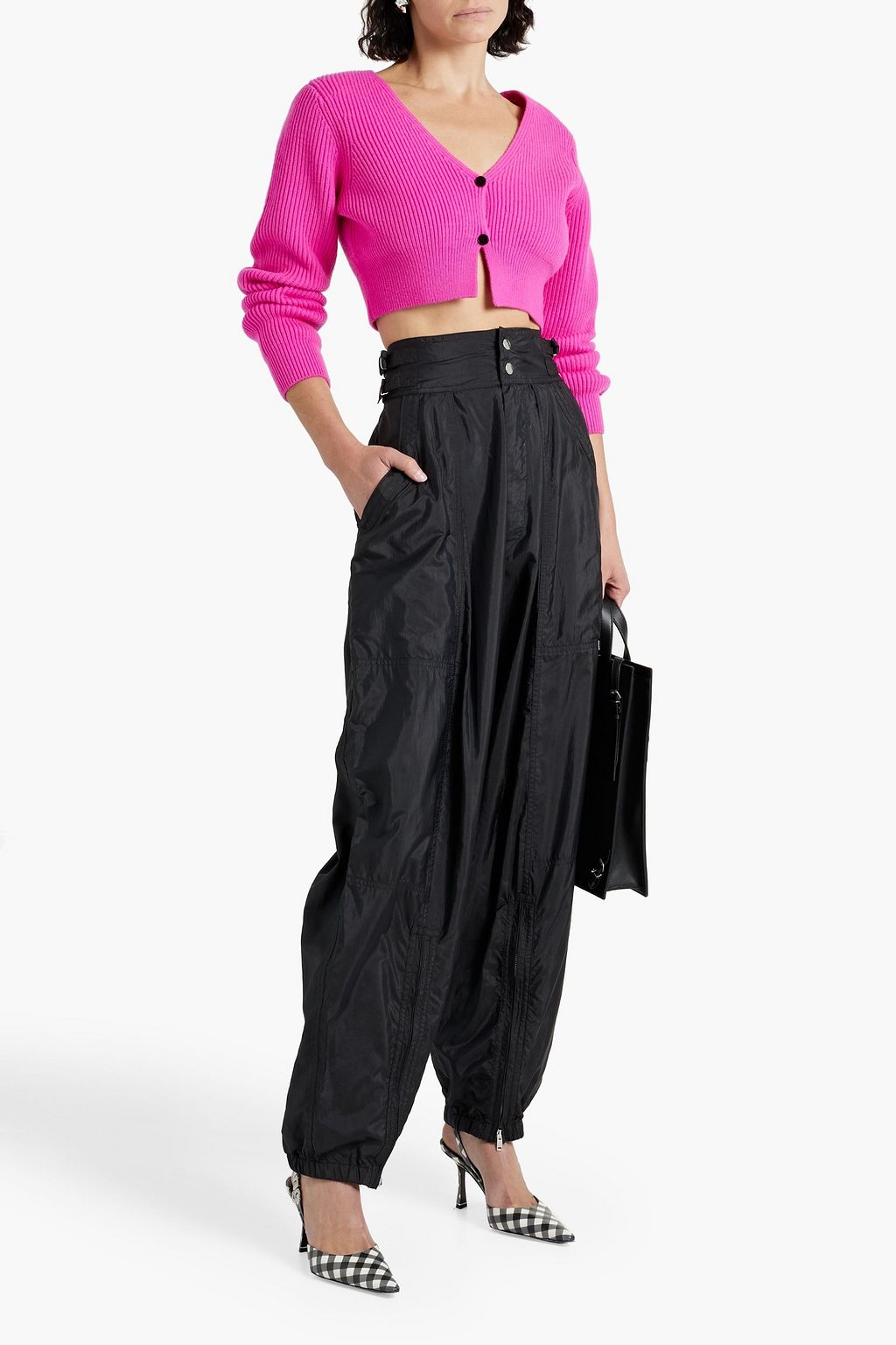 ALEXANDERWANG.T Cropped ribbed wool-blend cardigan
