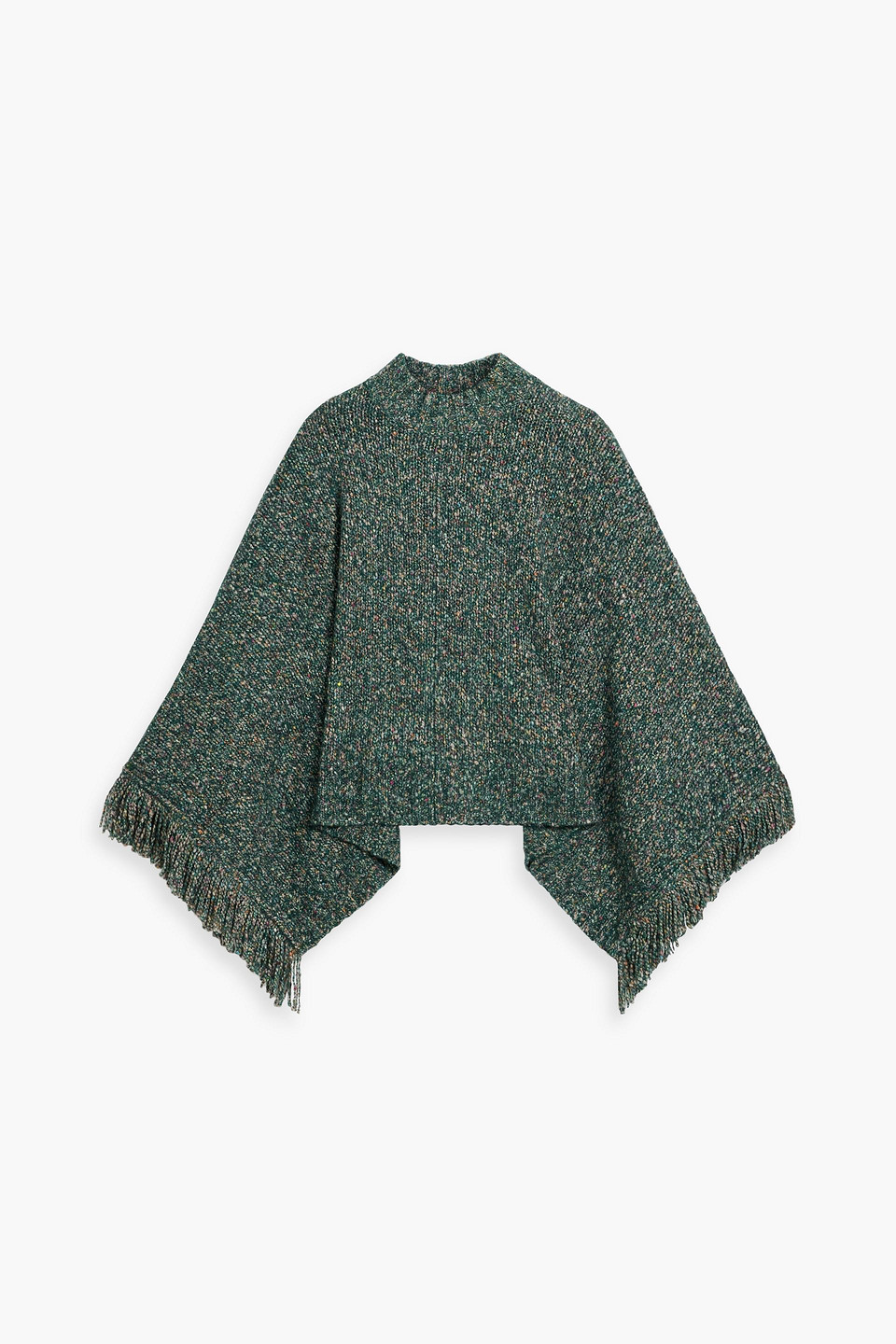 Fringed Donegal knitted poncho