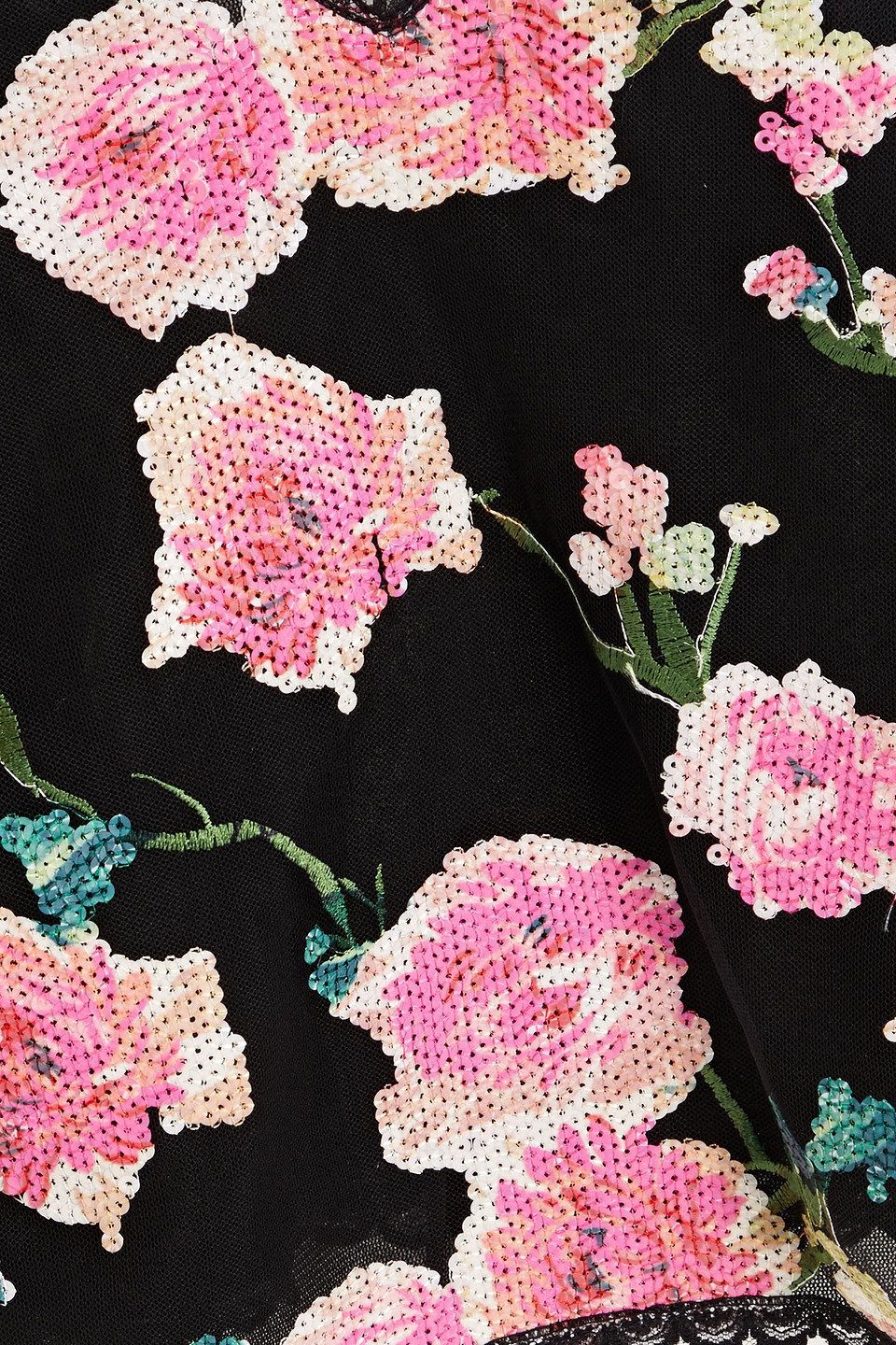 ANNA SUI SEQUIN-EMBELLISHED TULLE CAMISOLE